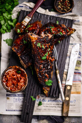 BBQ pork ribs with  sauce
