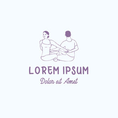 Couple do yoga training sport illustration logo concept