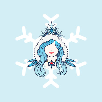 Beautiful ice queen mythical creature vector illustration