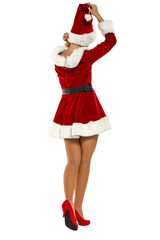 Santa Claus woman on white background 