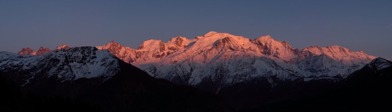 Scenic View Of Snowcapped Mountains Against Clear Sky