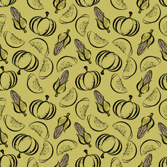 Color seamless pattern of elements on the autumn theme.