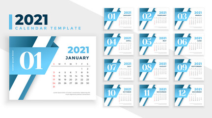 modern 2021 new year calendar design in business style