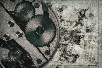 Watch movement on a grunge background. Steampunk art
