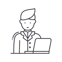 Digital manager icon, linear isolated illustration, thin line vector, web design sign, outline concept symbol with editable stroke on white background.