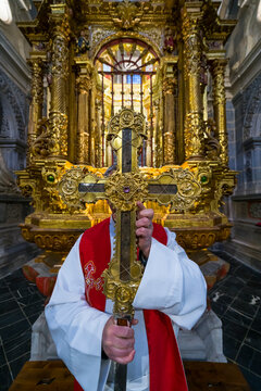 Lignum Crucis , The largest surviving piece of the True Cross.,  Monastery of Santo Toribio de Li&eacute;bana, "The Holy Road Lebaniego", Li&eacute;bana Valley, Cantabria, Spain, Europe