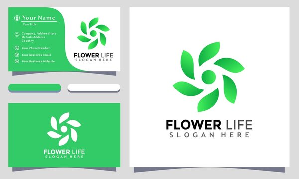 Flower Life logo Designs vector illustration, Business card template