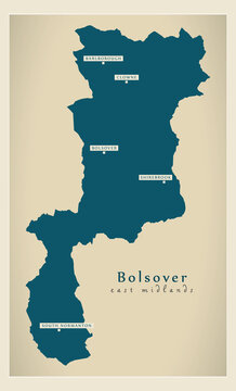 Bolsover district map - England UK