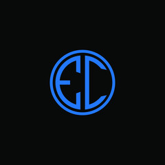 EC MONOGRAM letter icon design on BLACK background.Creative letter EC/E C logo design.
 EC initials MONOGRAM Logo design.
