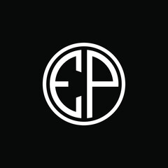 EP MONOGRAM letter icon design on BLACK background.Creative letter EP/E P logo design.
 EP initials MONOGRAM Logo design.