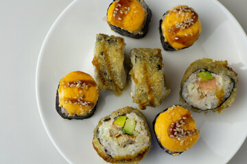 sushi rolls on a plate