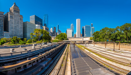 Chicago City skyline view in Illinois of USA.