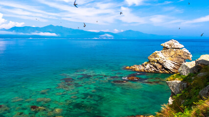 Beautiful view of sea landscape from rocky coast