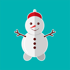 Christmas Snowman Icon Vector Flat Background