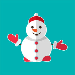 Christmas Snowman Icon Vector Flat Background