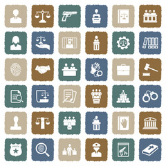 Law Icons. Grunge Color Flat Design. Vector Illustration.