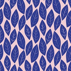 Fototapeta premium Pink Tropical Botanical Leaf Seamless Pattern Background