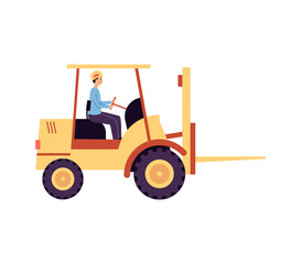 Forklift for transporting cargo a vector isolated illustration