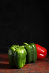 Fresh bell peppers on grunge background