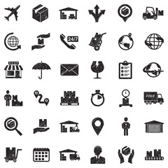 Logistic Icons. Black Scribble Design. Vector Illustration.