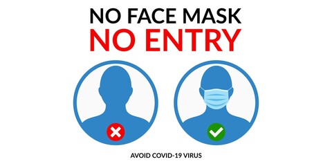 Warning No Face Mask No Entry Vector Illustration Poster Design