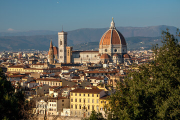 Florence cityscape with Arno river, and cathedral Santa Maria del Fiore