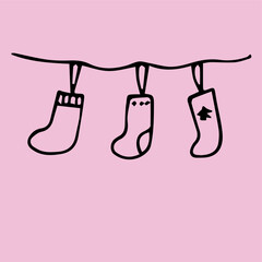 pink socks on a clothesline