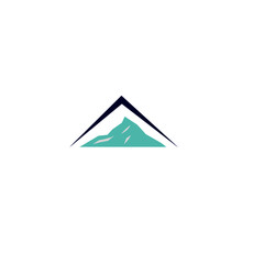 Blue Mountain with Roof geometric sign symbol on white