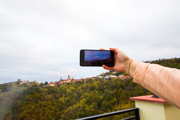 Sighnaghi village landscape and city view in Kakheti, Georgia