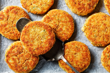 White fish cakes of cod fish fillet with potato