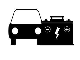 Auto mit Autobatterie Vektor isoliert auf weißen Hintergrund
