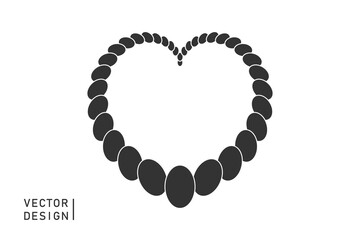 Obraz premium Heart beads, and pearls. Silhouette. Vector object on a light background.