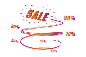 Sale, flight, trail. Vector illustration template.