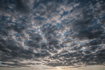 Sky with dark storm clouds. The approach of the hurricane and bad weather