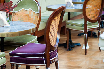 table and chairs in a restaurant