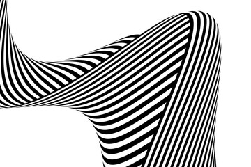 Stripes, wavy. Optical art. Black monochrome lines. Vector illustration.