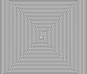 Optical art of lines and black stripes. Illustration of an illusion. Vector.