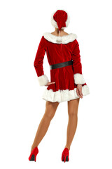 Santa Claus woman and white background 