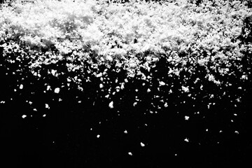 White snow on dark background