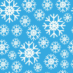 Fototapeta na wymiar seamless vector pattern with snowflakes on the blue background