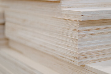 Closeup shot of a stack of wooden planks