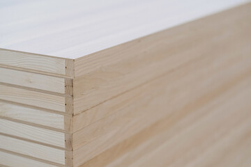 Closeup shot of a stack of wooden planks