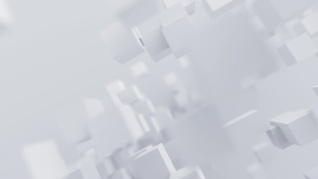 Abstract 3d render, white geometric background with cubes, modern animation, motion design, 4k video