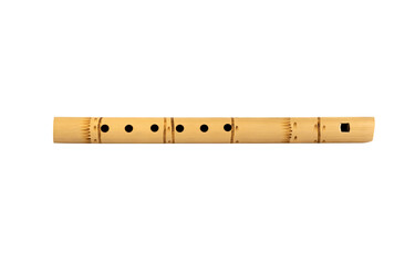 Peruvian flute isolated on white background. South American national musical instrument. A folk...