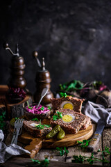 meatloaf with beets and eggs.selective focus..style rustic