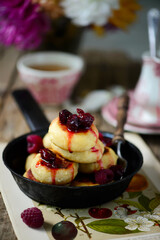 traditional cottage cheese pancakes..style rustic