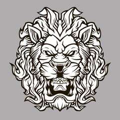 Lion Head Mascot. Grin of a predator.