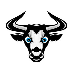 Illustration of cute bull icon on white background.