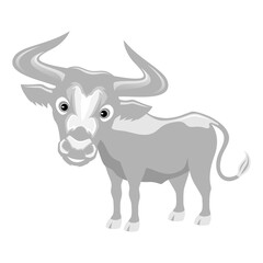 Illustration of cute bull icon on white background.
