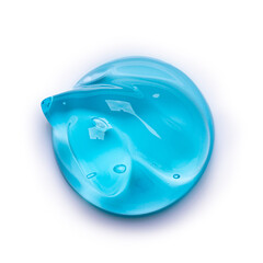 Squeezed cosmetic clear cream gel texture Iisolated on white background. Close up transparent serum drop